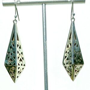 Pyramid 925 Sterling Silver Statement Earrings - Mexican Jewelry Papel Picado